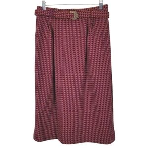 Evan Picone Women Wool Midi Pencil Skirt Vtg Size 12 Red Purple Artsy Secretary